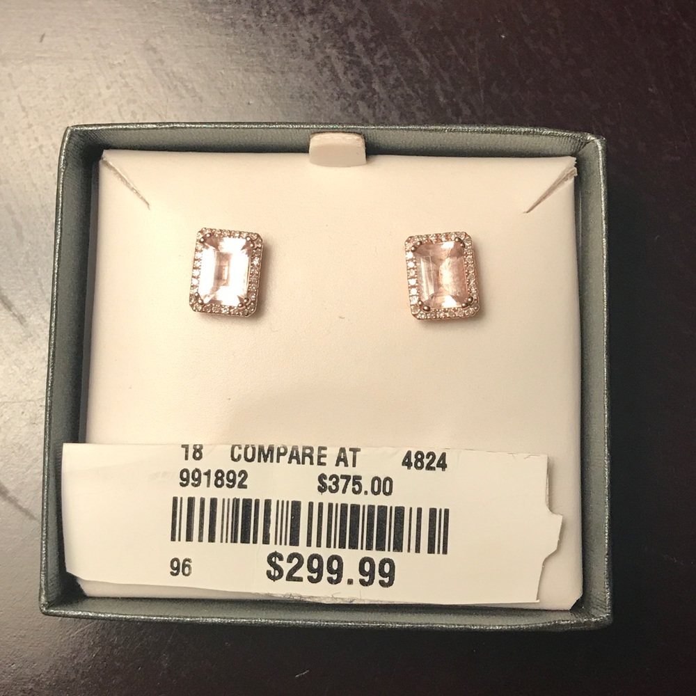 Morganite and diamond rose gold earrings